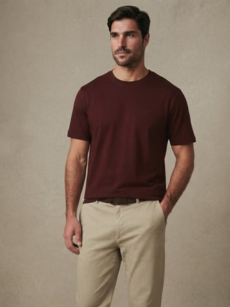 Maccali Bordo Erkek Pamuklu Basic Bisiklet Yaka Tişört