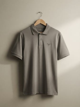 Maccali Açık Gri Erkek Amblemli Basic Polo Yaka Tişört