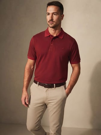 Maccali Bordo Erkek Amblemli Basic Polo Yaka Tişört