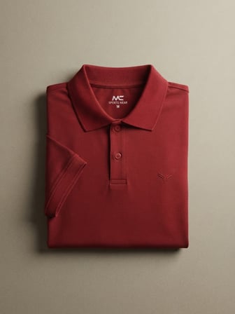 Maccali Bordo Erkek Amblemli Basic Polo Yaka Tişört