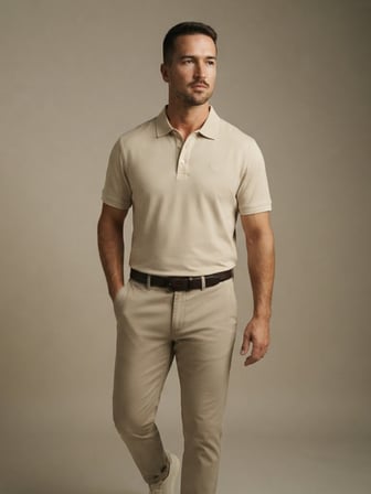 Maccali Krem Erkek Amblemli Basic Polo Yaka Tişört