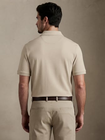 Maccali Krem Erkek Amblemli Basic Polo Yaka Tişört