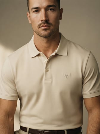 Maccali Krem Erkek Amblemli Basic Polo Yaka Tişört