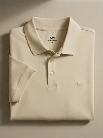 Maccali Krem Erkek Amblemli Basic Polo Yaka Tişört