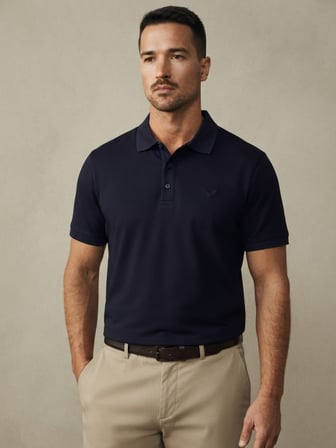 Maccali Lacivert Erkek Amblemli Basic Polo Yaka Tişört
