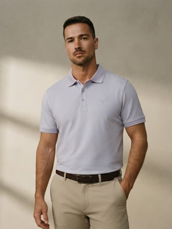 Maccali Lila Erkek Amblemli Basic Polo Yaka Tişört