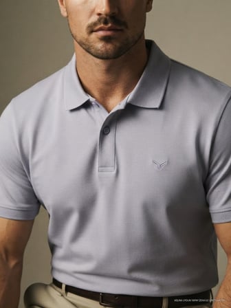 Maccali Lila Erkek Amblemli Basic Polo Yaka Tişört