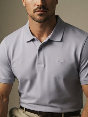 Maccali Lila Erkek Amblemli Basic Polo Yaka Tişört