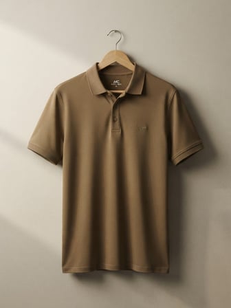 Maccali Sütlü Kahve Erkek Amblemli Basic Polo Yaka Tişört