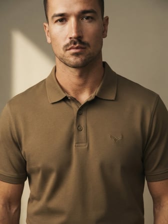 Maccali Sütlü Kahve Erkek Amblemli Basic Polo Yaka Tişört