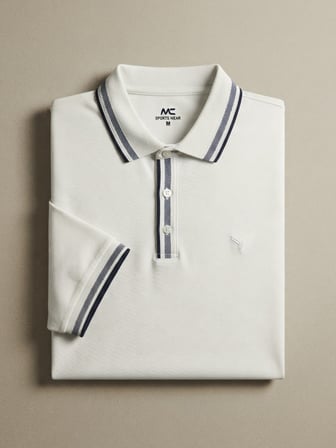 Maccali Beyaz Erkek Şerit Detaylı Polo Yaka Tişört