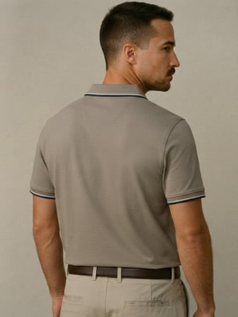 Maccali Gri Erkek Şerit Detaylı Polo Yaka Tişört
