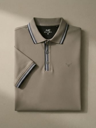 Maccali Gri Erkek Şerit Detaylı Polo Yaka Tişört
