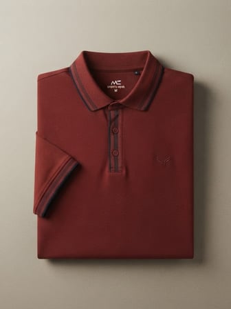 Maccali Kırmızı Erkek Şerit Detaylı Polo Yaka Tişört