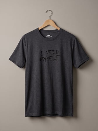 Maccali Koyu Gri Erkek I Need Myself Baskılı Bisiklet Yaka Tişört
