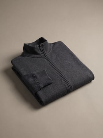 Maccali Gri Erkek Büyük Beden Pamuklu Fermuarlı Sweatshirt