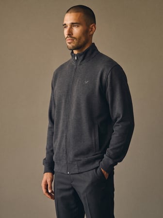 Maccali Gri Erkek Büyük Beden Pamuklu Fermuarlı Sweatshirt
