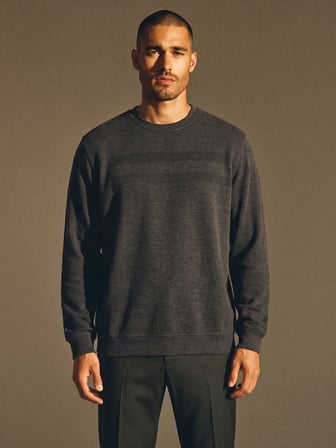 Maccali Gri Erkek Büyük Beden Pamuklu Kışlık Desenli Sweatshirt