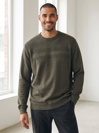 Maccali Haki Erkek Büyük Beden Pamuklu Kışlık Desenli Sweatshirt