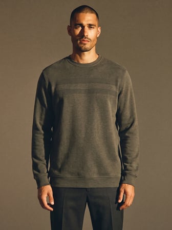 Maccali Haki Erkek Büyük Beden Pamuklu Kışlık Desenli Sweatshirt