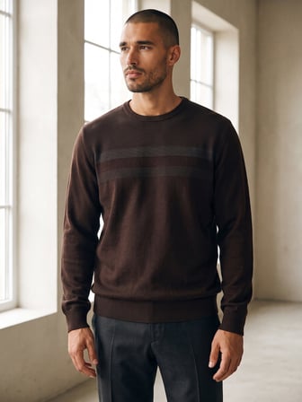 Maccali Kahve Erkek Büyük Beden Pamuklu Kışlık Desenli Sweatshirt
