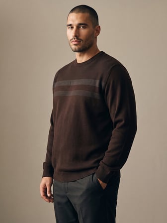 Maccali Kahve Erkek Büyük Beden Pamuklu Kışlık Desenli Sweatshirt