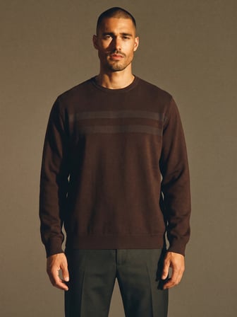 Maccali Kahve Erkek Büyük Beden Pamuklu Kışlık Desenli Sweatshirt