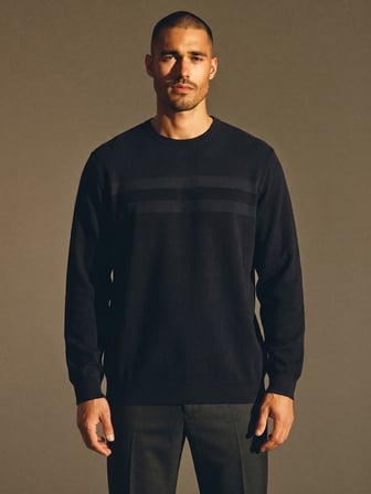Maccali Lacivert Erkek Büyük Beden Pamuklu Kışlık Desenli Sweatshirt
