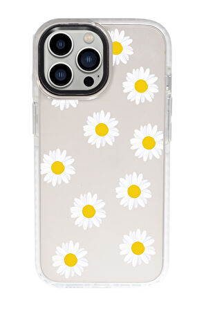 iPhone 15 Pro Max Uyumlu Bahar Papatyaları Desenli Candy Bumper Darbe Emci Silikonlu Telefon Kılıfı 