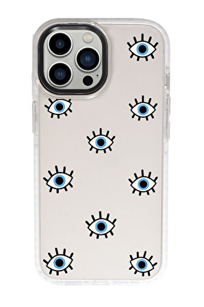 iPhone 15 Pro Max Uyumlu Nazar Gözler Desenli Candy Bumper Darbe Emci Silikonlu Telefon Kılıfı 