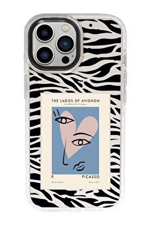iPhone 15 Pro Max Uyumlu Picasso Desenli Candy Bumper Darbe Emci Silikonlu Telefon Kılıfı 