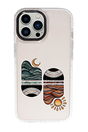 iPhone 15 Pro Max Uyumlu Sunset Wawe Desenli Candy Bumper Darbe Emci Silikonlu Telefon Kılıfı 