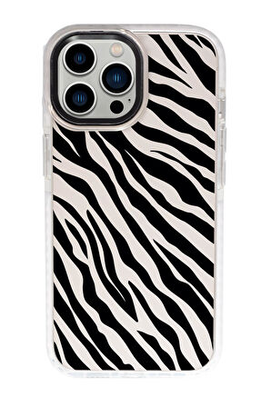 iPhone 15 Pro Max Uyumlu Zebra Pattern Desenli Candy Bumper Darbe Emci Silikonlu Telefon Kılıfı 