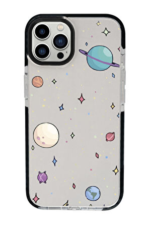iPhone 15 Pro Max Uyumlu Gezegenler Desenli Candy Bumper Darbe Emci Silikonlu Telefon Kılıfı 
