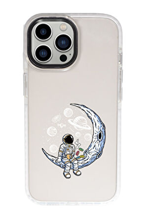 iPhone 15 Pro Uyumlu Keyifli Astronot Desenli Candy Bumper Darbe Emci Silikonlu Telefon Kılıfı 