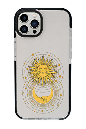 iPhone 15 Pro Uyumlu Moon and Sun Desenli Candy Bumper Darbe Emci Silikonlu Telefon Kılıfı 
