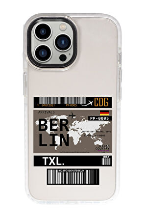 iPhone 15 Pro Uyumlu Berlin Ticket Desenli Candy Bumper Darbe Emci Silikonlu Telefon Kılıfı 