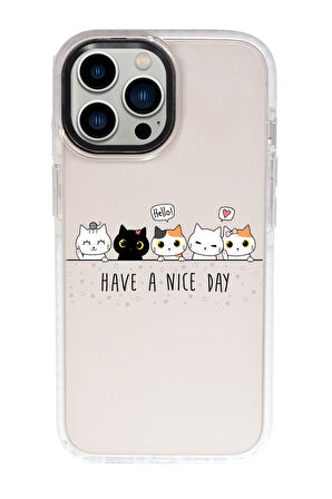 iPhone 15 Pro Uyumlu Şirin Kedicikler Desenli Candy Bumper Darbe Emci Silikonlu Telefon Kılıfı 