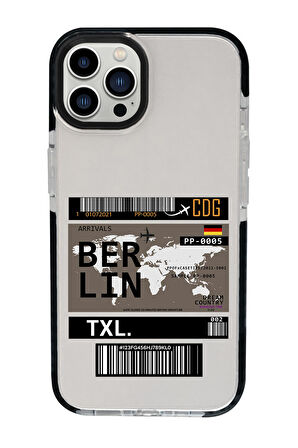 iPhone 15 Pro Uyumlu Berlin Ticket Desenli Candy Bumper Darbe Emci Silikonlu Telefon Kılıfı 