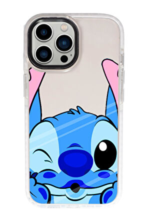 iPhone 15 Pro Uyumlu Stitch Desenli Candy Bumper Darbe Emci Silikonlu Telefon Kılıfı 