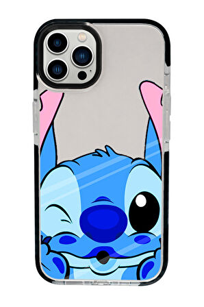 iPhone 15 Pro Uyumlu Stitch Desenli Candy Bumper Darbe Emci Silikonlu Telefon Kılıfı 