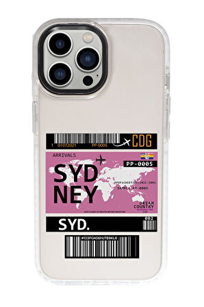 iPhone 15 Pro Uyumlu Sydney Ticket Desenli Candy Bumper Darbe Emci Silikonlu Telefon Kılıfı 