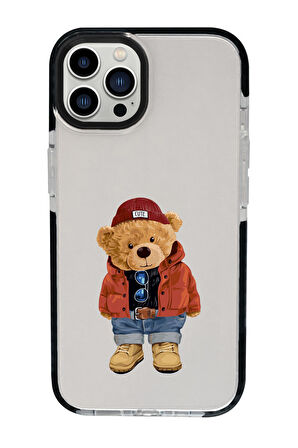 iPhone 15 Pro Uyumlu Teddy Bear Desenli Candy Bumper Darbe Emci Silikonlu Telefon Kılıfı 