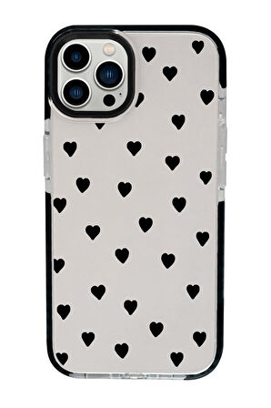 iPhone 15 Pro Uyumlu Siyah Kalpler Desenli Candy Bumper Darbe Emci Silikonlu Telefon Kılıfı mchzr