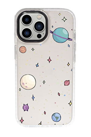 iPhone 15 Pro Uyumlu Gezegenler Desenli Candy Bumper Darbe Emci Silikonlu Telefon Kılıfı 
