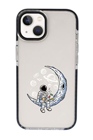 iPhone 15 Uyumlu Keyifli Astronot Desenli Candy Bumper Darbe Emci Silikonlu Telefon Kılıfı 