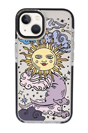 iPhone 15 Uyumlu Güneş Ay Desenli Candy Bumper Darbe Emci Silikonlu Telefon Kılıfı 