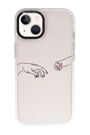 iPhone 15 Uyumlu Hand and Paw Desenli Candy Bumper Darbe Emci Silikonlu Telefon Kılıfı 