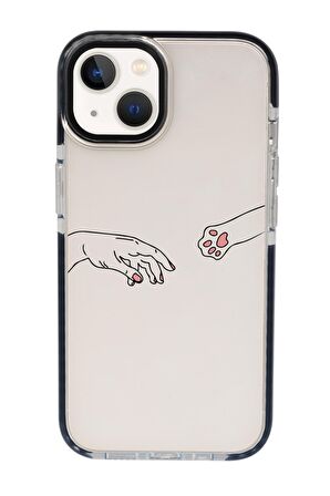 iPhone 15 Uyumlu Hand and Paw Desenli Candy Bumper Darbe Emci Silikonlu Telefon Kılıfı 