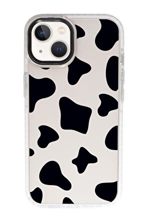iPhone 15 Uyumlu İnek Desenli Candy Bumper Darbe Emci Silikonlu Telefon Kılıfı 